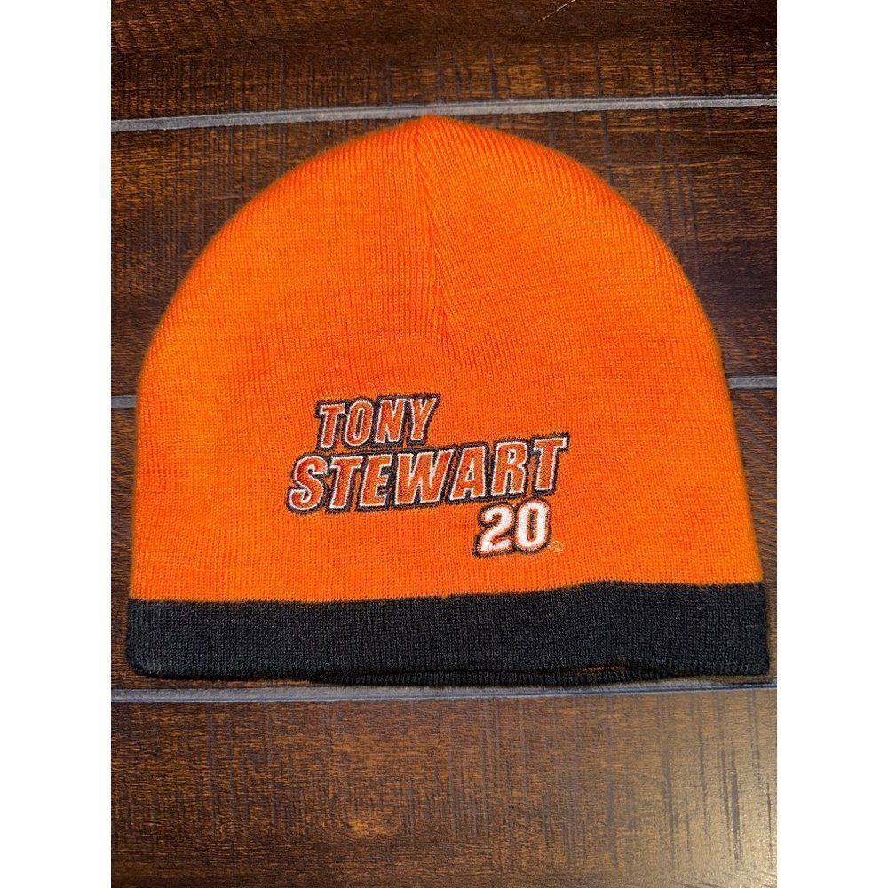Tony Stewart 20 Orange & Black Beanie Hat Toboggan